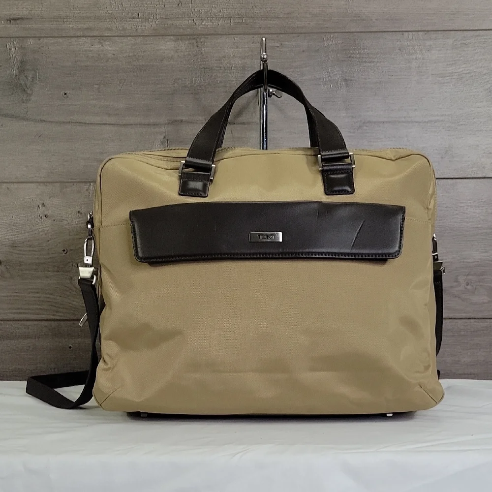 Womens Tumi Tan/Brown Nylon Leather Business Laptop Bag